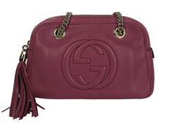 Soho Double Chain Bag,Leather,Purple,DB,308983520981,3*